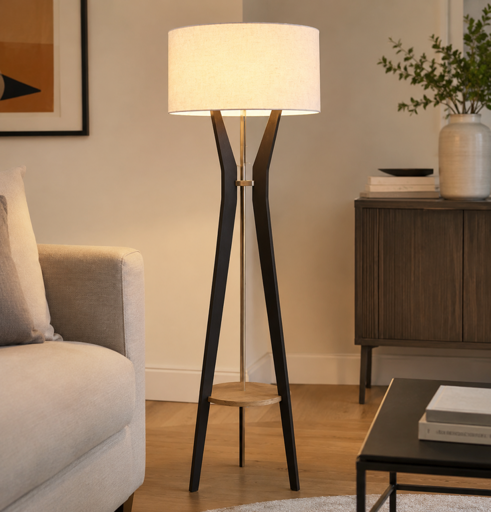Dwell standing Lamp – Asphalt/Natural (Oak)