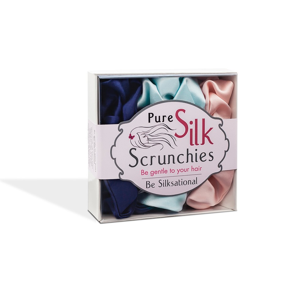 Pure Silk Scrunchies 3 pack – Day Dream Trio (Thick) - Image 3