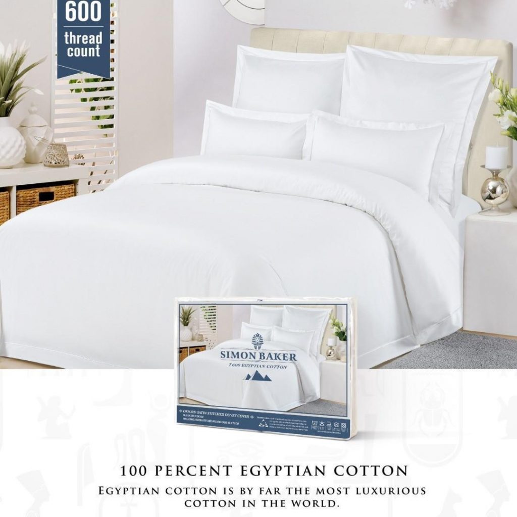 Simon Baker 600TC 100% Egyptian Cotton Pillow Case Oxford Satin Stitched – White
