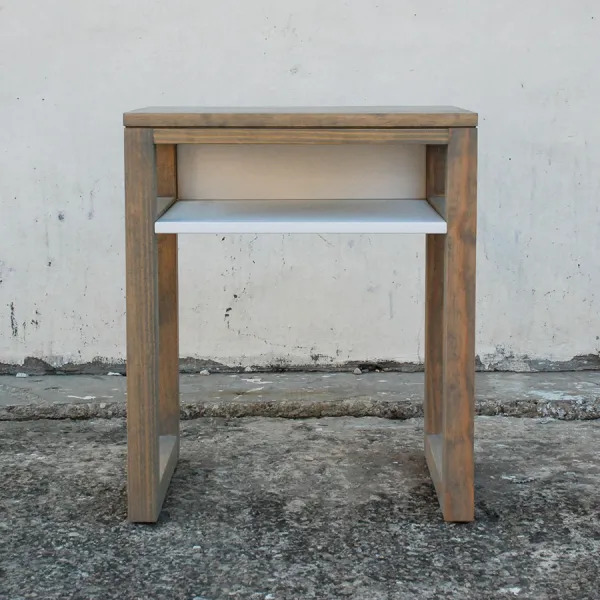 Oslo Ped 1 Shelf Open Side - Weathered (Pine) & White