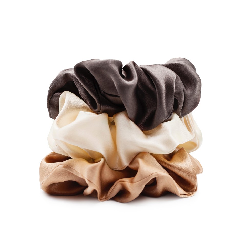Pure Silk Scrunchies 3 pack – Chocolate Trio (Thick) - Image 2