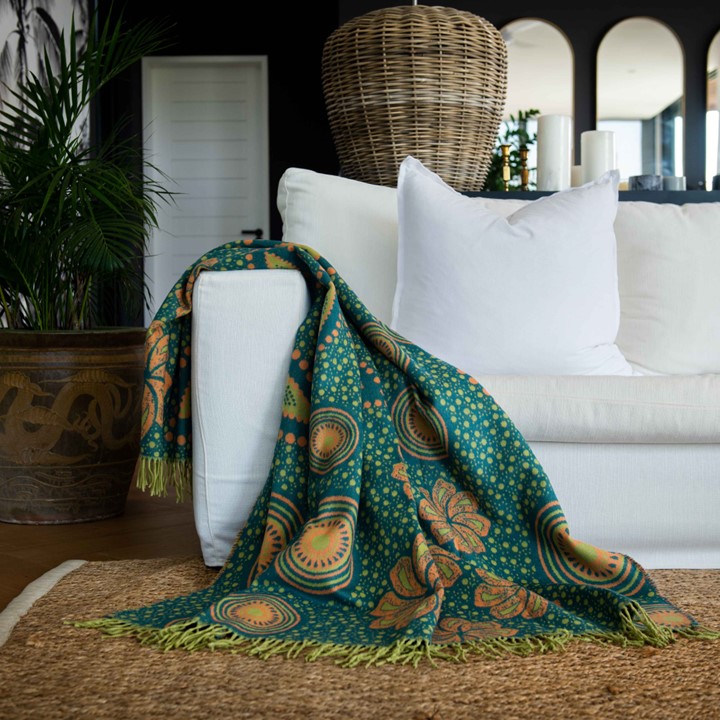 Shweshwe | Teal/Avocado Throw