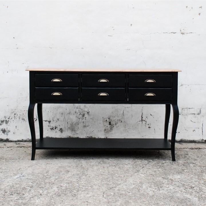 Vintage Server 6 Drawer Cabriolet – Black/Walnut (Pine)