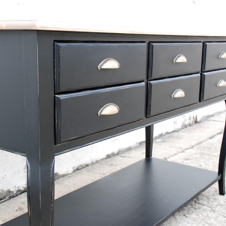 Vintage Server 6 Drawer Cabriolet – Black/Walnut (Pine) - Image 3