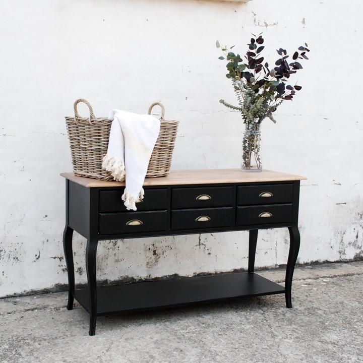 Vintage Server 6 Drawer Cabriolet – Black/Walnut (Pine) - Image 4