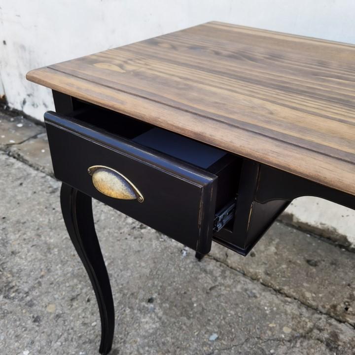 Vintage Writing Desk Cabriolet – Black/Walnut (Pine) - Image 4