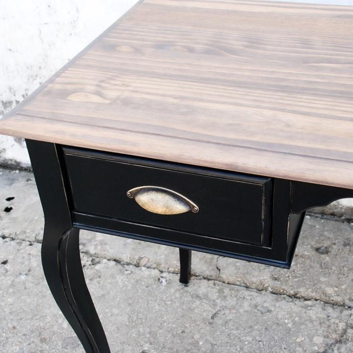 Vintage Writing Desk Cabriolet – Black/Walnut (Pine) - Image 3