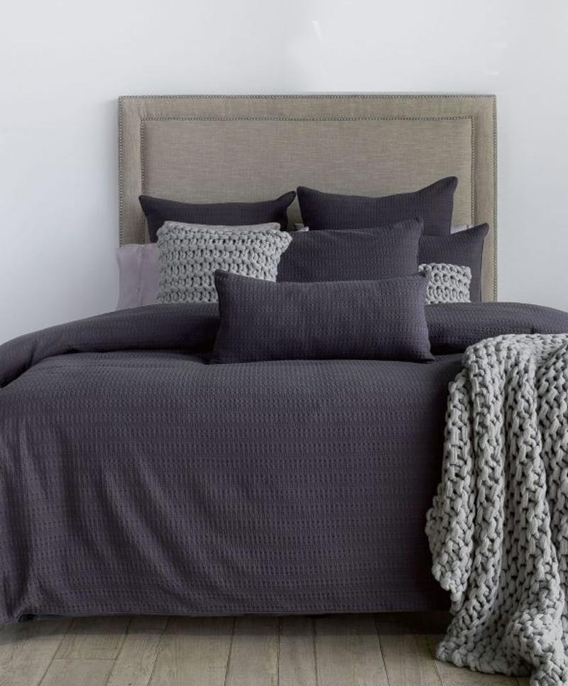 Waffle Weave Cotton Duvet Cover Set (Charcoal)